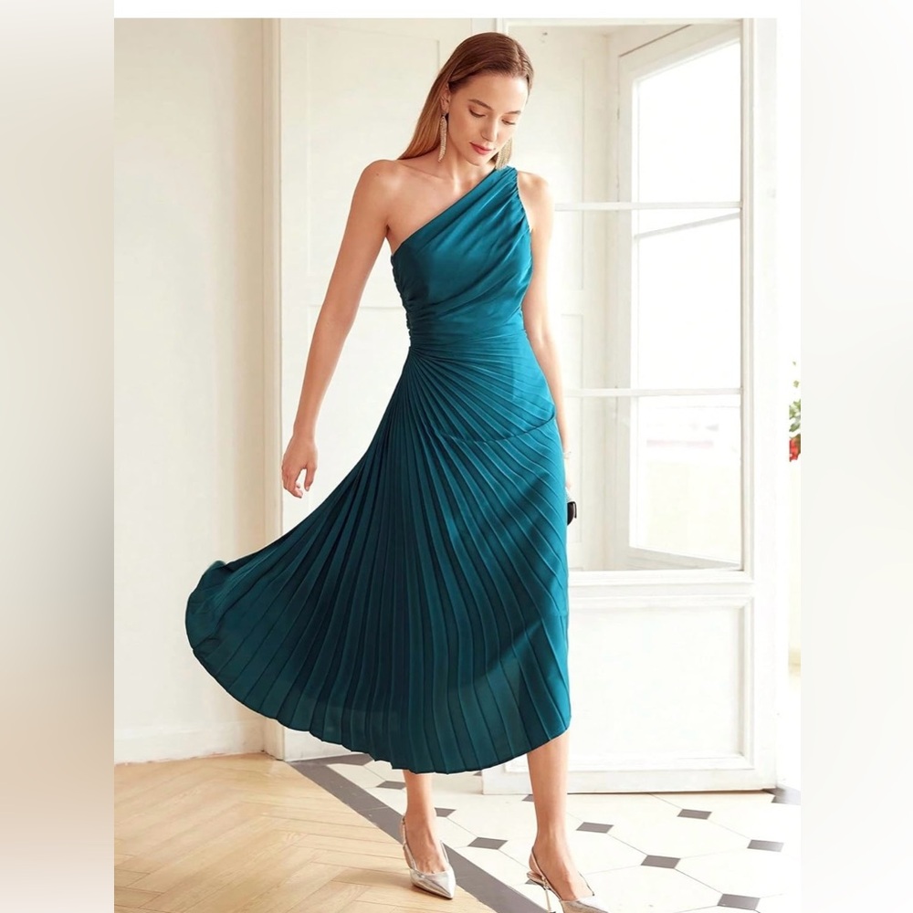 Asymmetrical Teal Dress